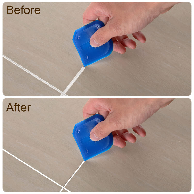 4 Pieces Silicone Caulking Tool Set Sealant Finishing Tool Grout Scraper Caulking Removal Tool for Kitchen Bathroom Floor Sink Joint Sealant Sealing,Reuse and Replace (Blue) Blue