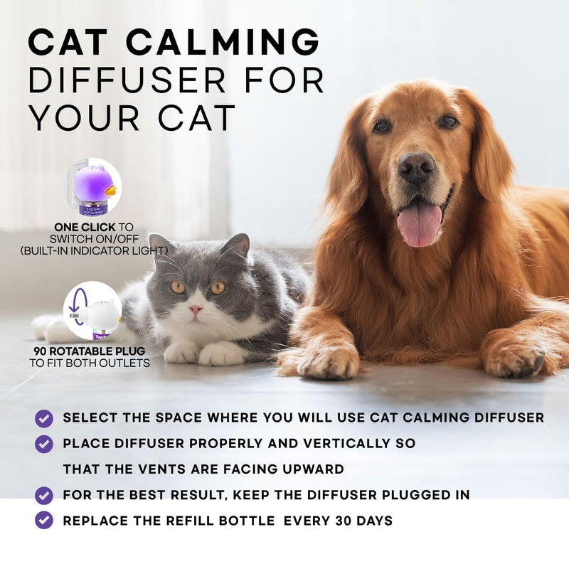 Cat Pheromones Calming Diffuser: Premium Cat Calming Diffuser - cat Calming pheromone Diffuser - cat pheromone Diffuser - cat Diffuser Calming - pheromone Diffuser to Calm Cats, 2 Pack - PawsPlanet Australia