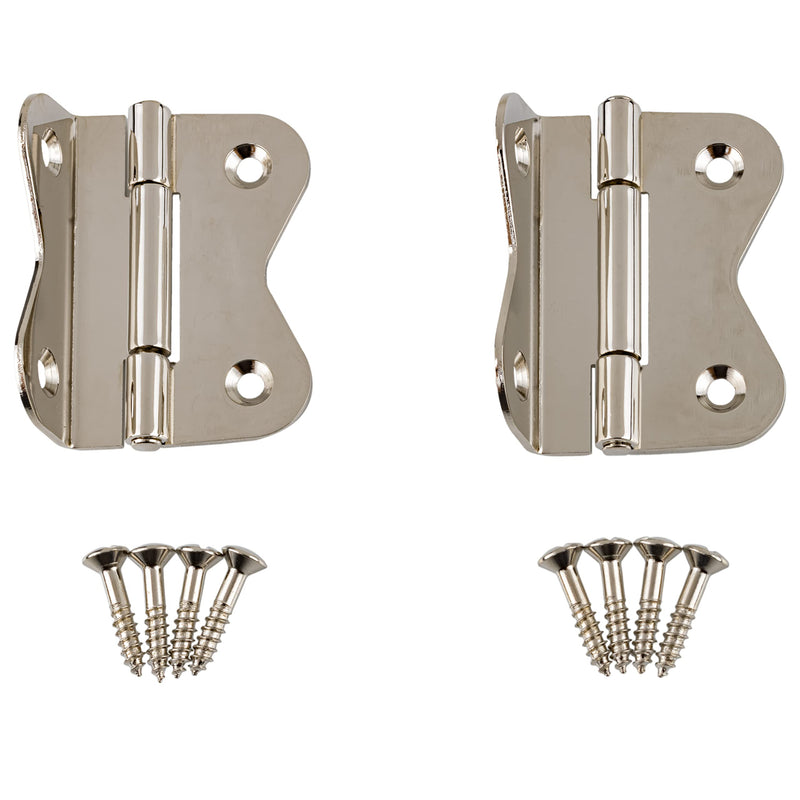 Large Nickel Plated Offset Hoosier Type Butterfly Cabinet Hinges | 1 Pair/Pack | Hoosier Type Cabinet Reproduction Hardware | UA-210-HPN (1)