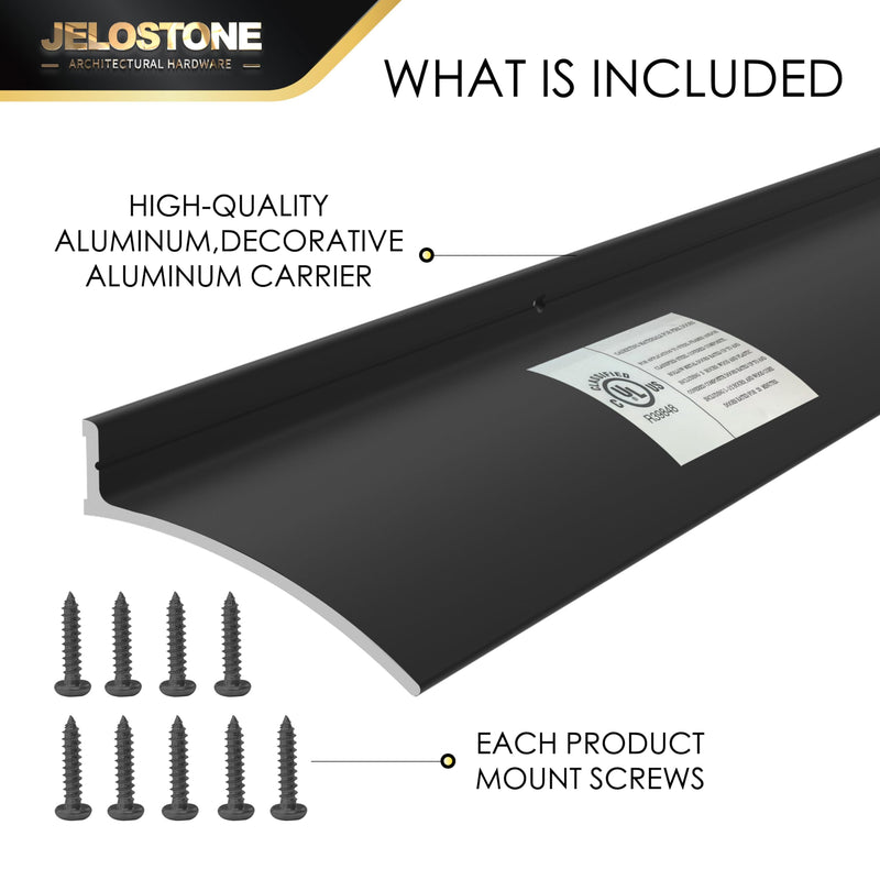 52" L x 2.5" W Commercial Grade Door Rain Drip Guard (Black)- UL Rated Over Door and Window Drip Cap Rain Deflector - Drip Edge Roof Rain Diverter Guards House - JS-346RD, Black Anodized