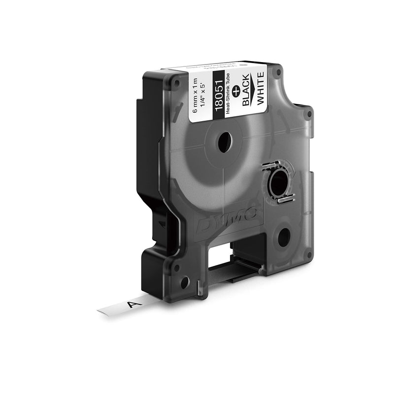 DYMO Rhino Industrial Heat-Shrink Labels, 1/4" Tube, Black Print on White Black on White 1/4" (6MM)
