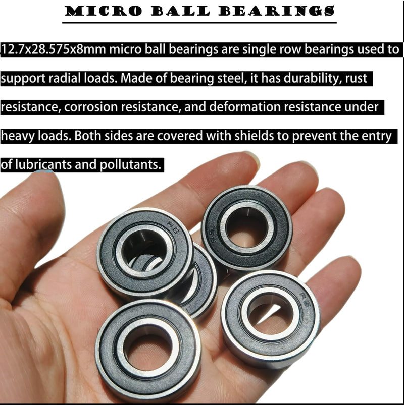 10 PCS R8-2RS 1/2 inch Bore Double Rubber Sealed Roller Ball Bearing 1/2 x1-1/8 x5/16 Inch ABEC3 Precision Small Ball Bearing for Electric Motor, Wheels, Home Appliances, Garden Machinery 10