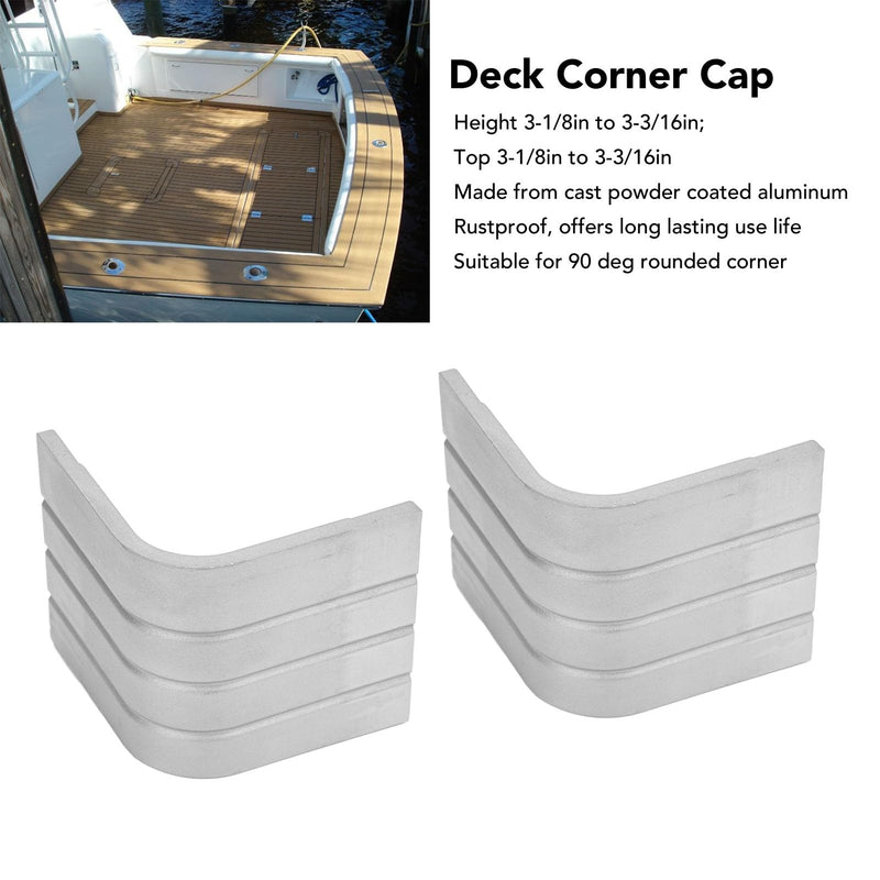 Yoidesu 2Pcs Pontoon Corner Cap, Aluminum Boat Deck Corner Cap for 90 Deg Rounded Corners, Height: 3-1/8in to 3-3/16in Top 3-1/8in to 3-3/16in
