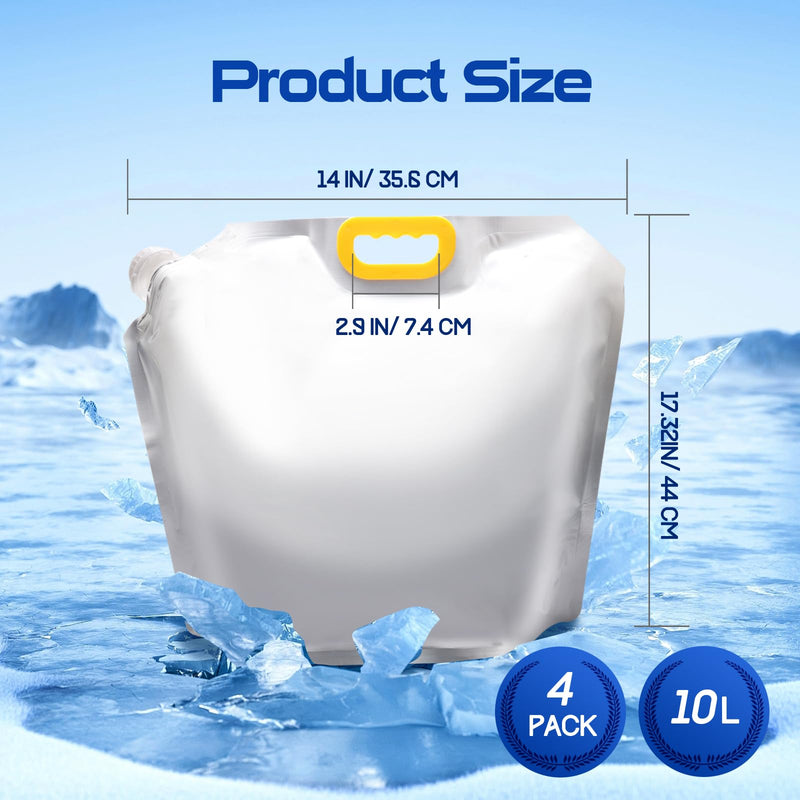 4Pack Ice Bath Bags, Reusable 10L Freezer Water Bags for Ice Bath Collapsible Bathtub Freezer Water Cold Plunge