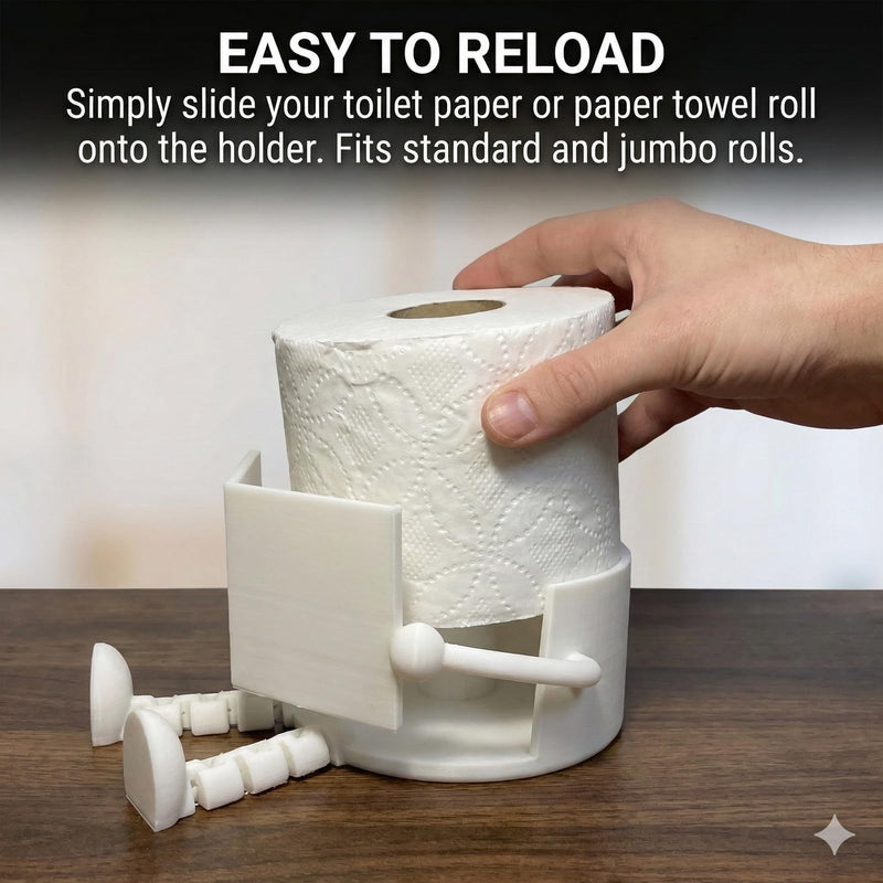 3D Printed Toilet Paper Holder - Creative Home Decor, Quirky Bathroom Ornament - White Plastic