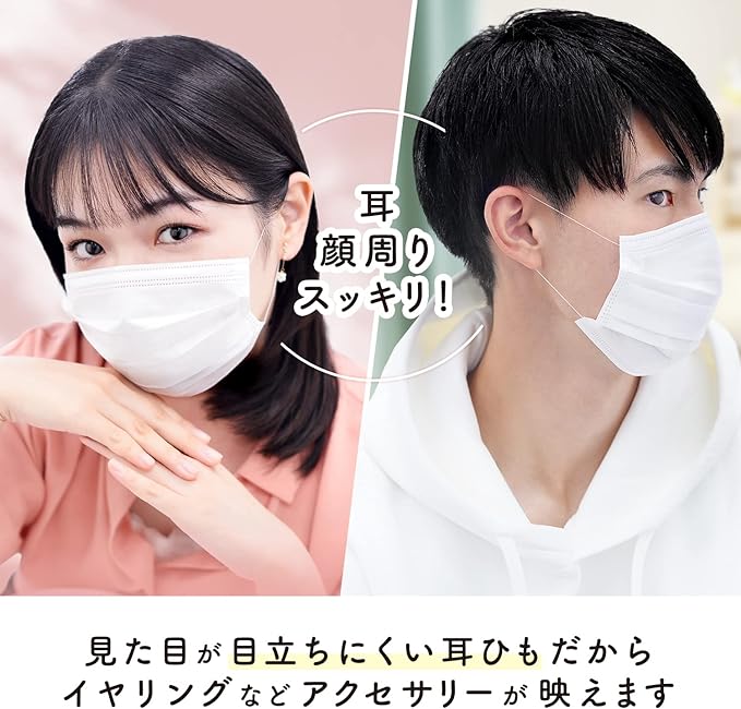 Rec Extra Thin Ear Strap Mask Fuwarun (normal size 30 pieces) 1 box White / Softens with body temperature and prevents ear pain / - NewNest Australia