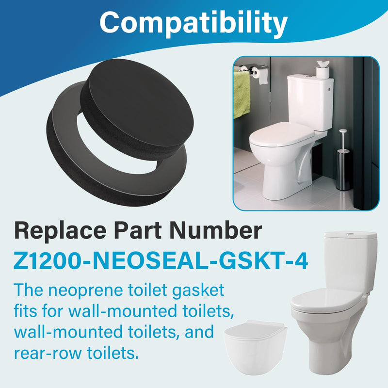 Neoprene Toilet Gasket, Z1200 Neo-Seal Closet Gasket Kit Toilet Seal for Wall Mounted Toilets Wall Hung Toilets Rear Flush Toilets