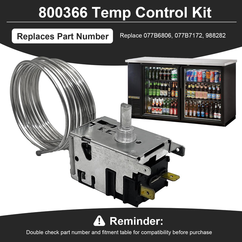 800366 Temp Control Kit Fits for True Refrigeration Replace 077B6806, 077B7172, 988282 &76" Coil Sensing Thermostat