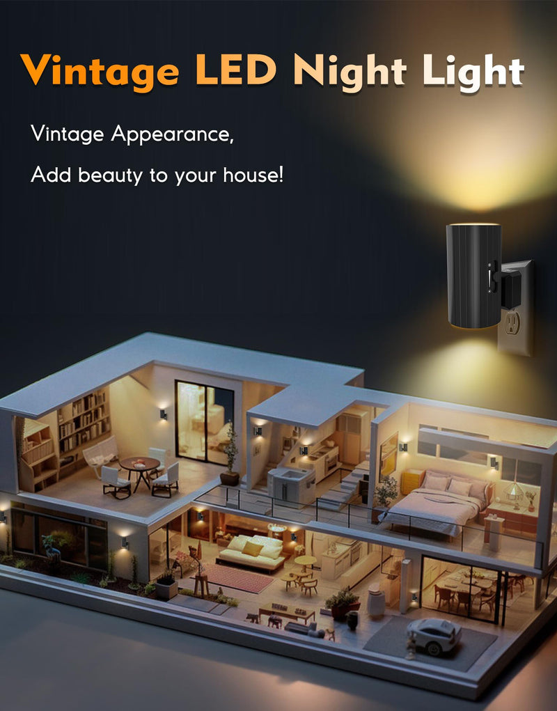 Night Lights Plug into Wall, LED Plug in Night Light, Dusk to Dawn Light Sensor, 0-100LM Adjustable Brightness Wall Light, Soft White 3000K, Dimmable Night Lights for Hallway Bedroom Stairway, 2 Pack 3000K-Soft White