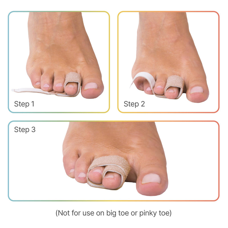 ZenToes Reusable Fabric Buddy Wraps for Broken Toes, Hammertoe Straightener, 4 Count (Beige) OSFM (4 Count) Original Support Beige