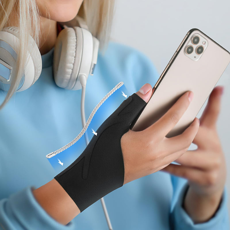 Thumb Wrist Brace Copper Compression Stabilizer Thumb Support Spica Splint for Carpal Tunnel, Arthritis, Tendonitis and TFCC Pain Relief - Women & Men - Fits Left or Right Hand - Breathable, Soft and Medium
