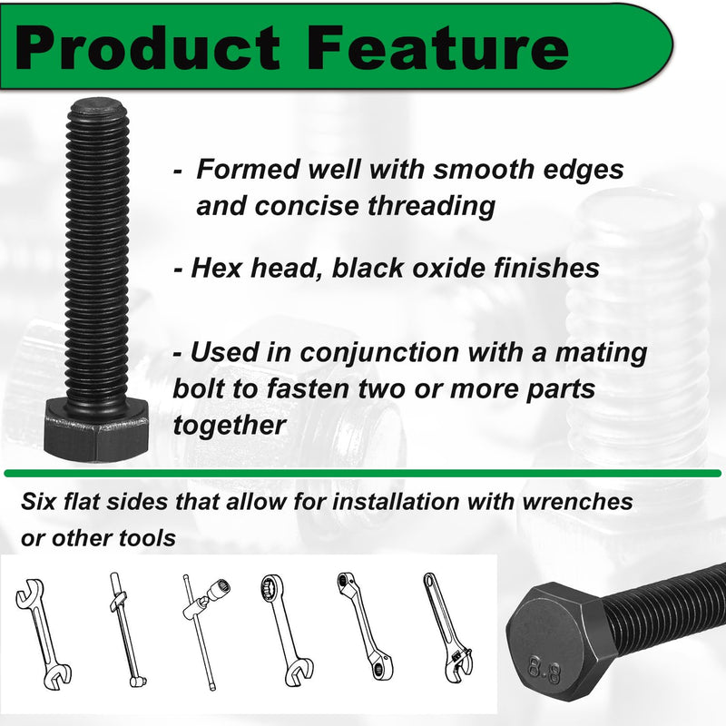 M8 Hex Bolts M8x150mm Hex Head Bolts Carbon Steel Black Oxide M8-1.25 Hex Bolt Fully Threaded 8.8 Grade Hex Tap Bolts Metric Hexagon Head Screw Machine Bolts Right Hand External Hex Drive 3Pcs 3pcs M8