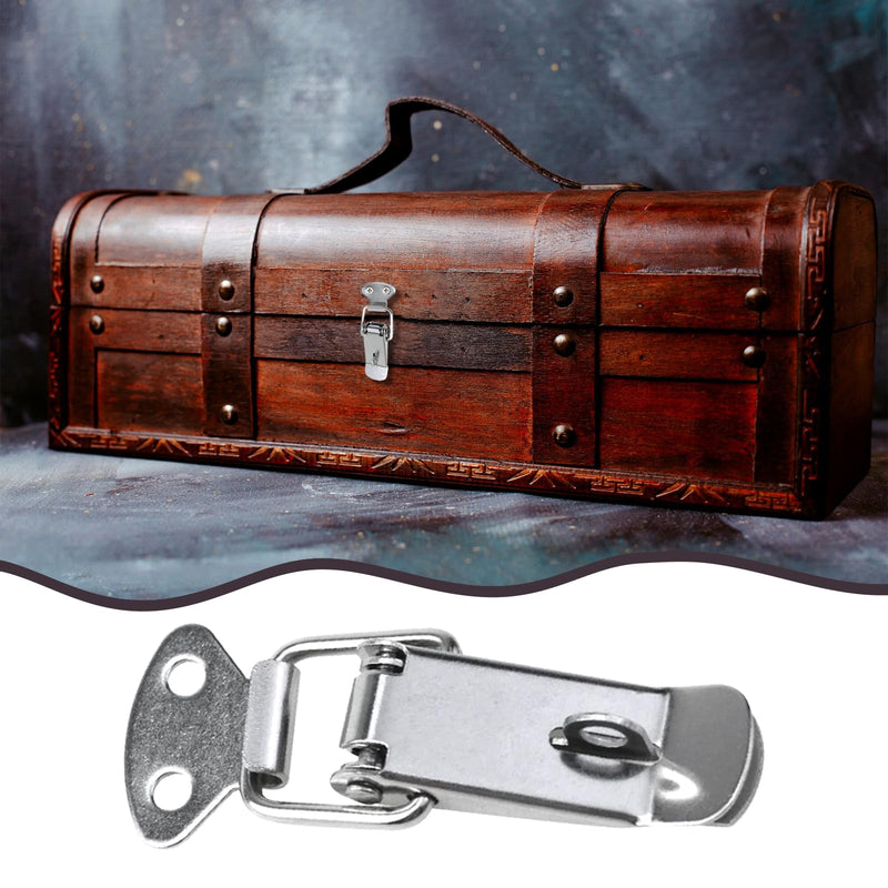 Antrader Spring Loaded Buckle Latch Stainless Steel Toggle Hasp Lock for Wooden Case Toolboxes with Screws Pack of 6 35mm Length, 6pcs No Lock Hole, Silver