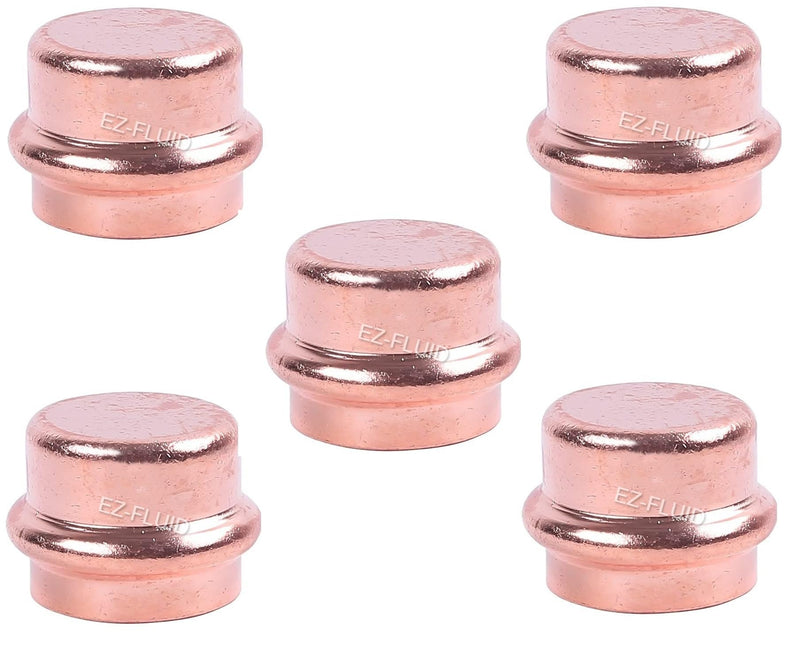 EZ-FLUID Plumbing 1" Press Copper End Cap Pressure Copper Fittings with ProPress Press Fitting Connection for Residential,Commercial.(5) 5 1 Inch