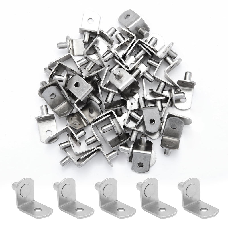 50 Pcs Shelf Pegs Pins，6mm Upgraded Diameter L-Shaped Perforated Nickel Plated Shelf Pins, 6mm Cabinet Shelf Pegs for Shelves, Shelf Support for Bookshelf Kitchen Cabinet Shelf Pegs.