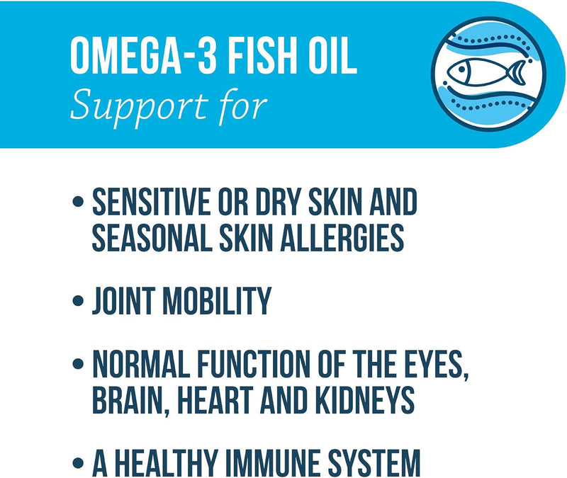 Omega 3 Fish Oil for Dogs, 1250mg High Natural Omega-3, DHA, EPA Fish Oil Supplements for Pets, Supports Dog Dry Skin, Itching & Shedding - Strengthen Immune, Heart, Hip & Joint Health - 60 Counts - PawsPlanet Australia