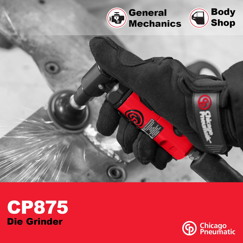 Chicago Pneumatic CP875 - Air Angle Die Grinder Tool, 1/4 Inch (6 mm), 0.3 HP / 220 W, 22500 RPM, Welder, Woodworking, Automotive Detailing, Stainless Steel Polisher, Heavy Duty Angled/Tool 22,500 RPM