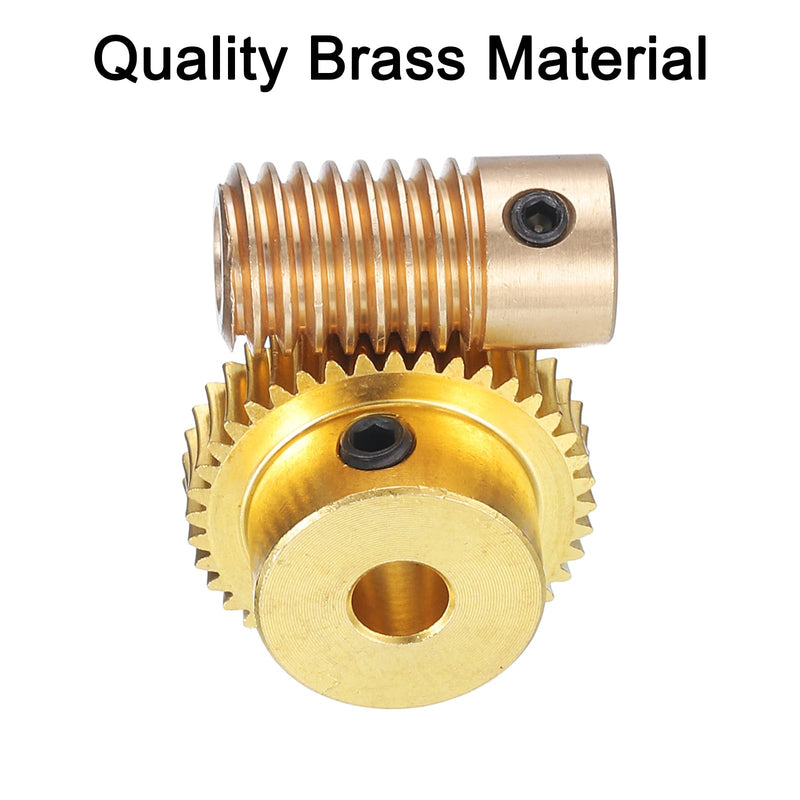 uxcell Worm Gear Set - 0.5 Module 40:1 Reduction Rate 5mm Hole Dia Gear Shaft and 5mm Hole Dia Gear Wheel 40T Drive Gear Box (Brass)
