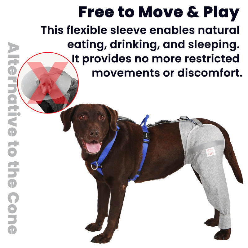 Dog Leg Sleeve for Stop Licking & Post-Surgery Recovery | Protects Injured Rear Legs from Excessive Licking & Scratching | Cone Alternative with Breathable Fabric | Easy to Use (Grey, X-Small) Grey
