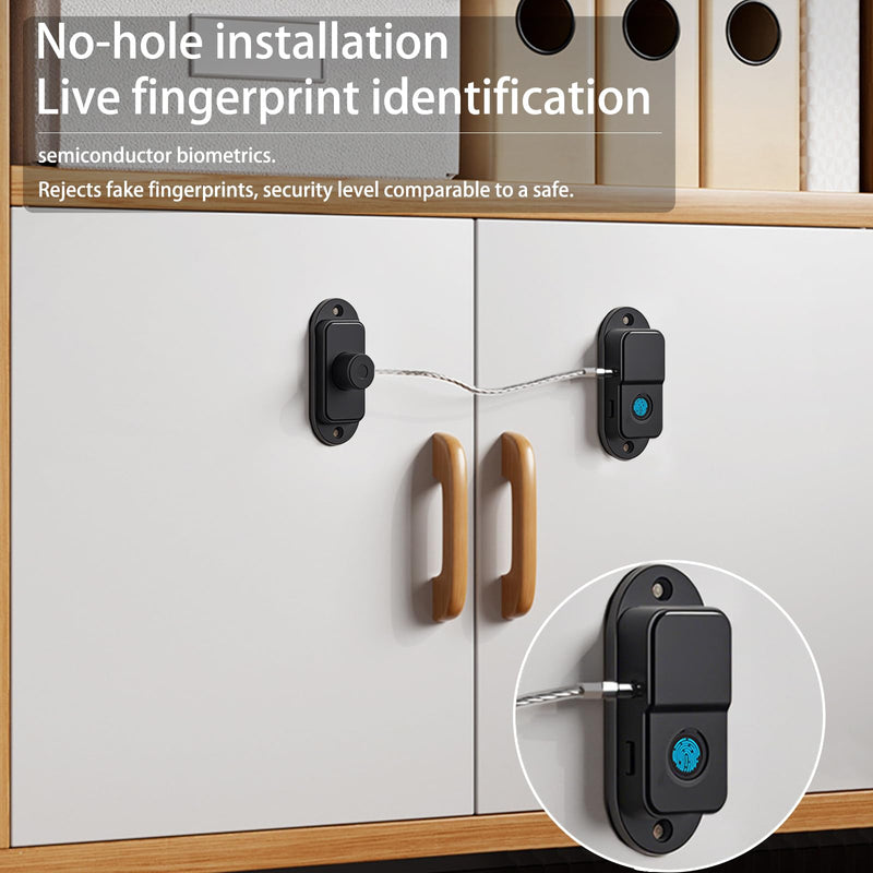 Fingerprint Fridge Lock, Refrigerator Lock with Fingerprint, for Fridge, Cabinet Locks, Drawers, Dishwasher, Toilet and Cabinet Locks Baby Proofing, 3M Adhesive No Drilling (Black) Black 1 pack