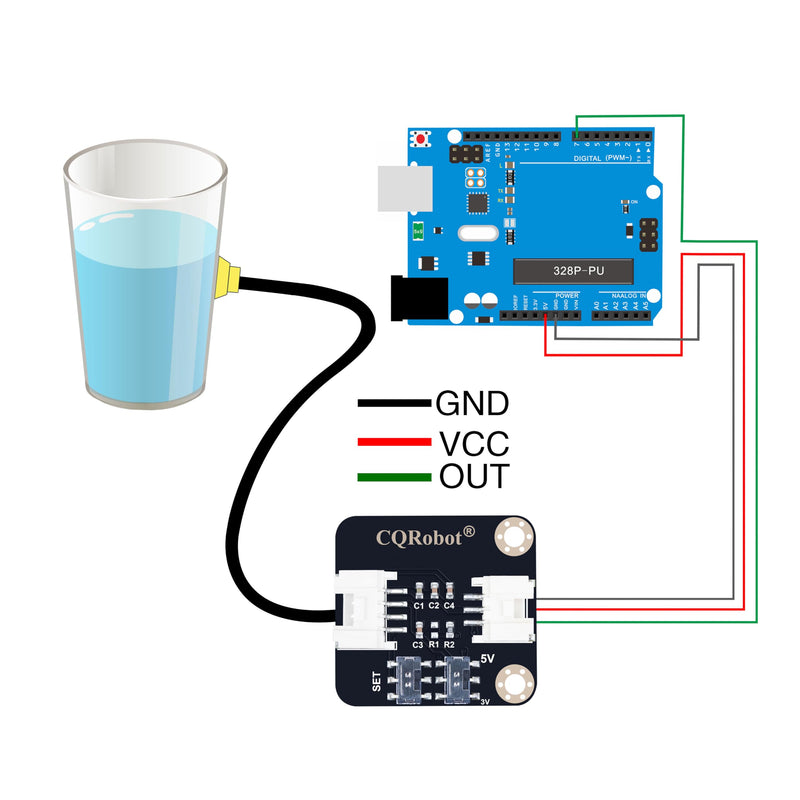 Non-Contact Water/Liquid Level Sensor Compatible with Arduino, Raspberry Pi and Other Motherboards. for Industrial Production, Aquarium, Chemical Solution, Agriculture, Gardening, etc. Non-Contact Type