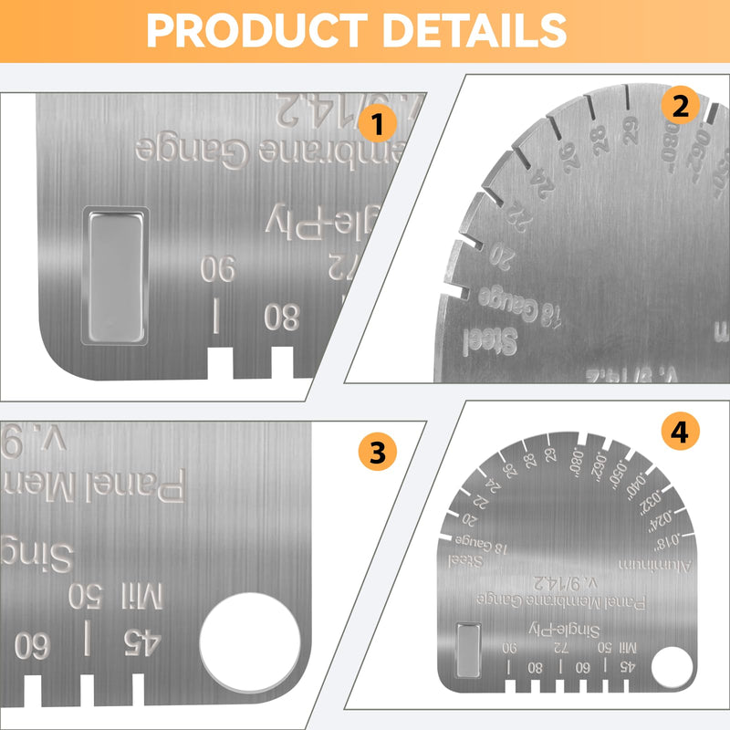 Upgraded Panel & Membrane Gauge Shingle - Stainless Steel Thickness Caliper for Metal Roofing, Shingles, Single/Dual-Ply Membranes | Replaces Shingle Gauge, Accurate Roof Inspection Measurement Tool