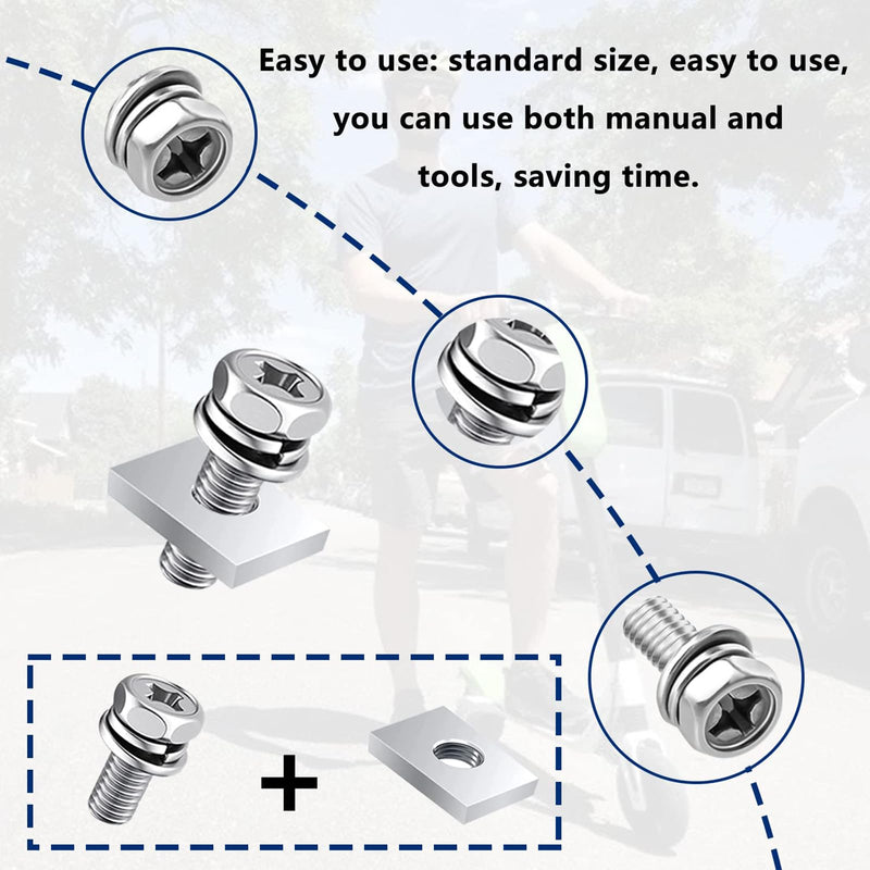 smseace 60Pack 304 Stainless Steel Battery Bolts and Nuts 5-Sizes M6x10/12/16/18/20mm ATV Battery Bolt Motorcycle Battery Terminal Screws with Square Nuts for ATV Battery Bolts and Nuts Square