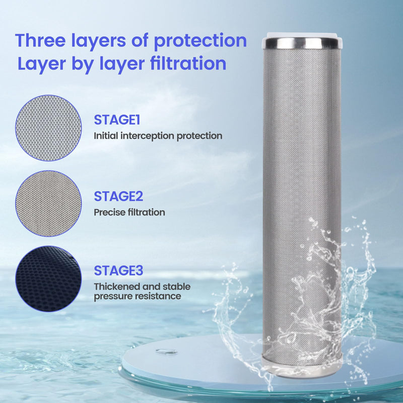 Stainless Steel Cleanable Wire Mesh Filter Cartridge 10”Length,2.5"OD(25 Micron) 25 micron