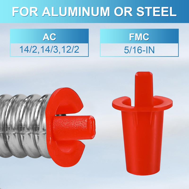 BBTO 200-Pack 5/16 Inch Anti-Short Bushing Electrical Anti Short Bushing Red Head MC/BX Cable bushing for 14/2-12/2 MC Wire
