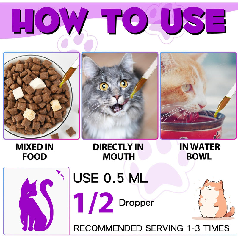 ZODENIS Cat Multivitamin 60ml,15 in 1 Cat Vitamins Liquid Drops Supplements for Heart Health, Bones, Joint, Skin & Coat, Bladder, Immune System Support