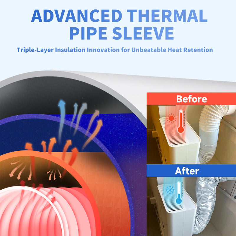 Portable AC Hose Insulation Sleeve, Air Conditioner Hose Cover Wrap for 5" & 5.9" Diameter Exhaust Hose, AC Duct Vent Cover Sleeve with Upgrade Heat Insulation Material,One Step Install Light Gray-1Pcs