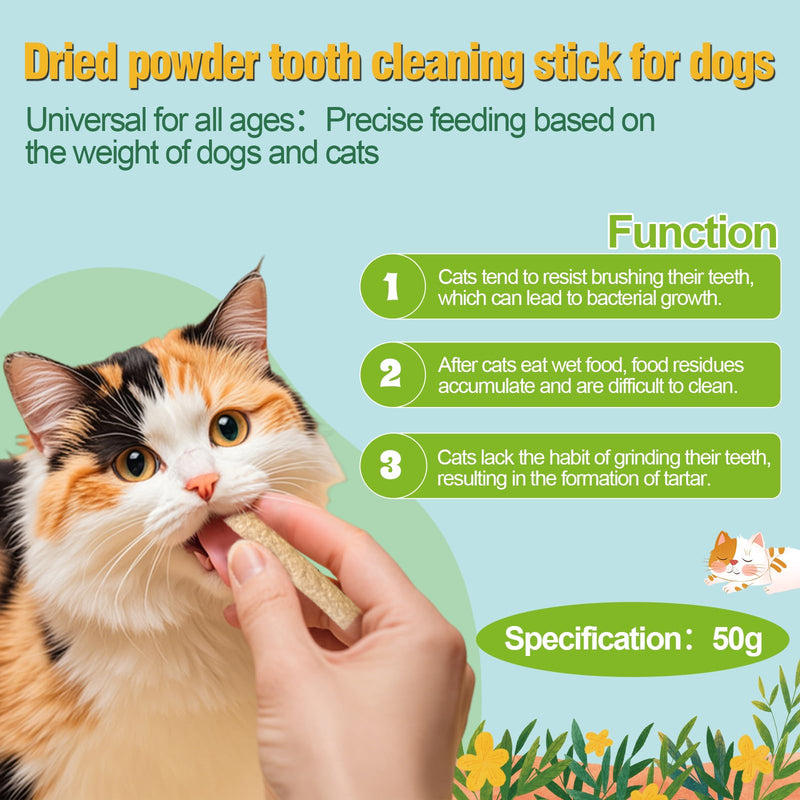 Freeze-Dried Chicken Dental Chews for Cats, High-Protein Cat Treats with Chicken Breast & Liver, Supports Oral Care & Fresh Breath, Natural Grain-Free Snacks, 50g