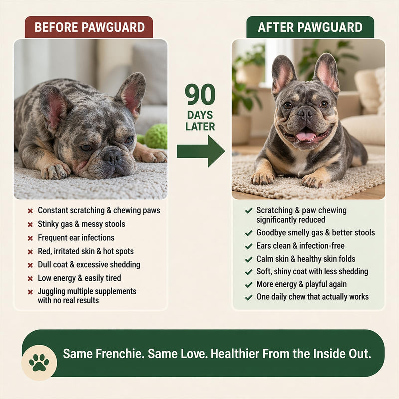 PawGuard French Bulldog Longevity Chews, Breed-Specific Formula Supplement for Bulldogs' Probiotics Chews, Supports Gut Health, Immunity & Skin, Pork Flavor, 30 Count (1 PC) 1 PC