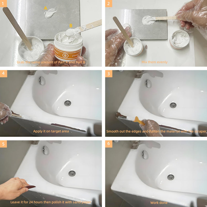 Porcelain Sink Repair kit White, Enamel, Porcelain, Fiberglass, Ceramic Sink, Tub Tile Toilet Shower Kit,Porcelain Sink and Acrylic Bathtub Repair Kit for Cracks Chips Dents Holes
