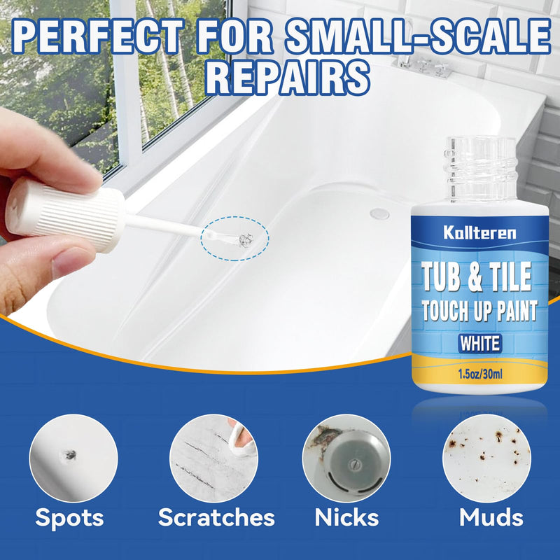 Tub and Tile Paint, White Touch Up Paint Pen, White Paint for Countertop, Bathtub, Porcelain Paint for Any Scratches Spots on Tiles, Sinks, Enamel, Toilets, 1.5 Fl Oz