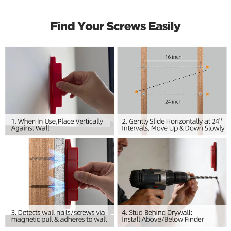 2-Pack Magnetic Stud Finder - No Batteries Required, Easy to Use Stud Buddy Tool for Locating Wood Studs, Metal Screws & Nails Through Drywall, Wall Scanner Detector(SF-01)