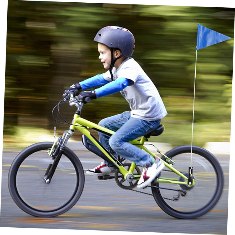 Kisangel 2Sets Bike Flags With Pole Reflective Flagpole Safety Cycling Flag Bicycle Flag Kit Safety Flag Banner for Sign Warning Flag Riding