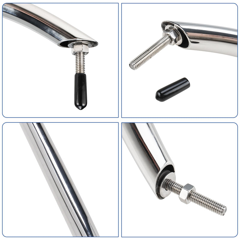 NovelBee 2pcs Boat Grab Handle,17.3“ Polished Stainless Oval Grab Handle Handrail for Marine Yacht RV