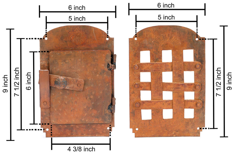 A29 Hand Forged Speakeasy Door Grill with Viewing Door, Rust Finish Large, Rust