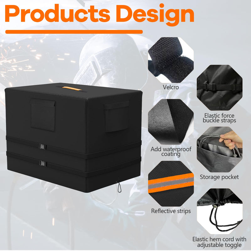Engine Driven Welder Cover, Heavy Duty 600D Waterproof Welder Cover for Engine-Driven Welder 230/265/325/225, 63"D x 28"W x37"H Black