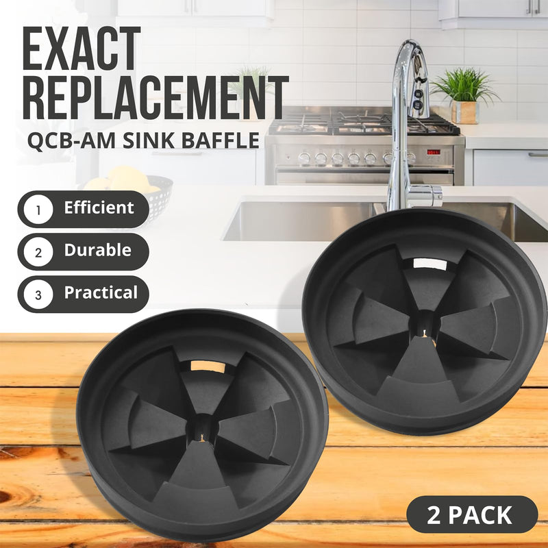 AR-PRO (2-Pack) Garbage Disposal Rubber Drain Insert - 3 3/8" Garbage Disposal Splash Guards Sink Baffle - Removable Sink Baffles Qcb-Am Compatible With Insinkerator Garbage Disposal Parts Black Sink Baffle 3 3/8"