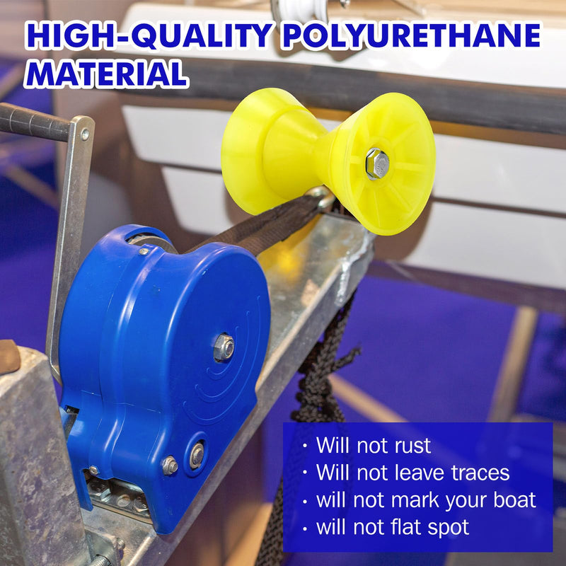 3'' Boat Trailer Roller Assembly with Spoke Fits 1/2'' Shaft Bow Roller Fits 3 Inch Wide Boat Trailer Bracket Yellow
