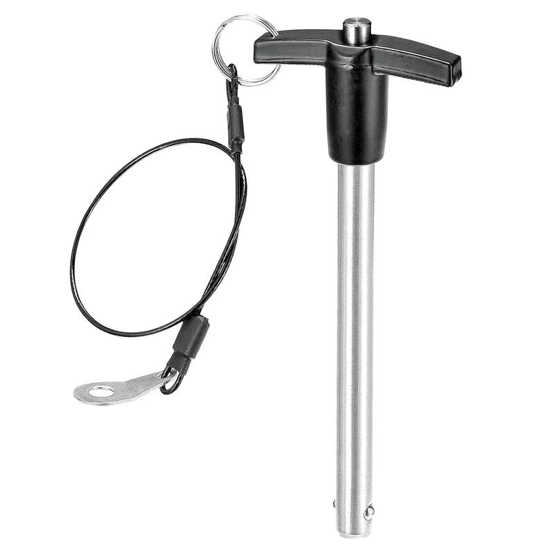 Stainless Steel T - Handle Quick Release Ball Locking Pin with with Lanyard Cable, 1/2" Pin Diameter and 2-1/4" Usage Length (2PCS) 2PCS