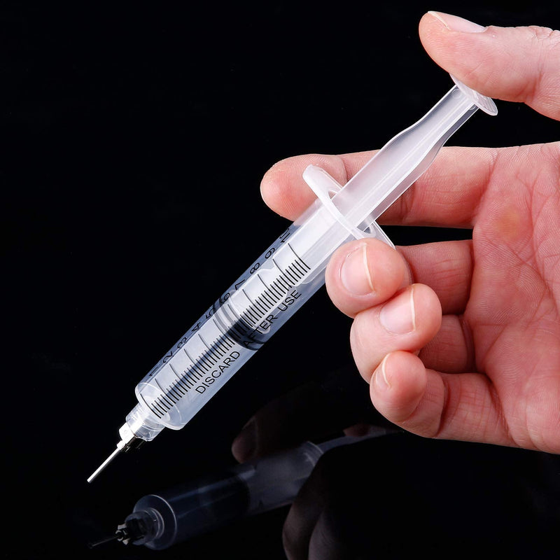 TecUnite 20 Pack Syringe Without Needle, Plastic Curved Syringes for Epoxy Resin, Craft, Feeding Pets Animals, Oil or Glue Applicator 10 ML