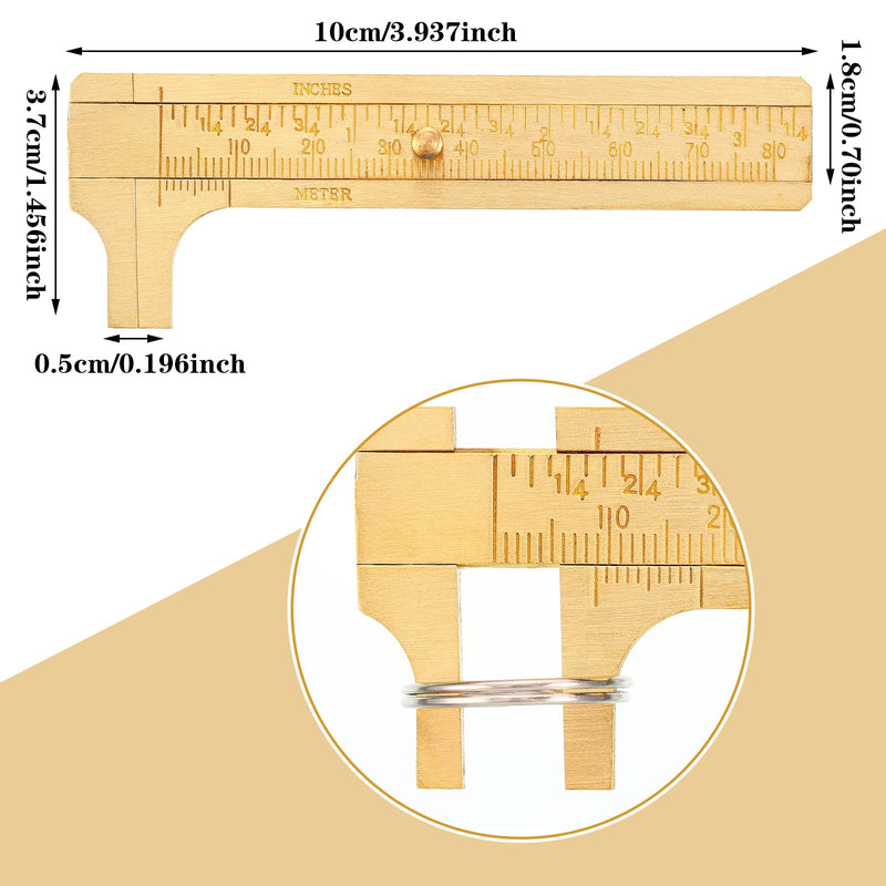 Konohan 2 Pcs Brass Vernier Caliper Pocket Handy Caliper Measuring Mini Tool Double Scale Sliding Gauge Metal Pocket Ruler for Bead Wire Jewels Rings Measurement