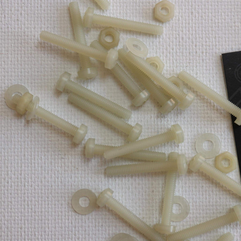 50x Glass Filled Reinforced Nylon Pan Cross Head Machine Screws, M3 x 20 mm, Plastic Nuts, Bolts and Washers, (3/32 x 25/32 in)