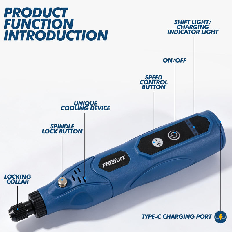 Mini Cordless Rotary Tool 5 Speed and USB Charging Rotary Tool Kit with 110 Accessories, Multi-Purpose 3.7V Power Rotary Tool for Engraving Sanding, Polishing, Drilling, Etching, DIY Crafts 110PCS