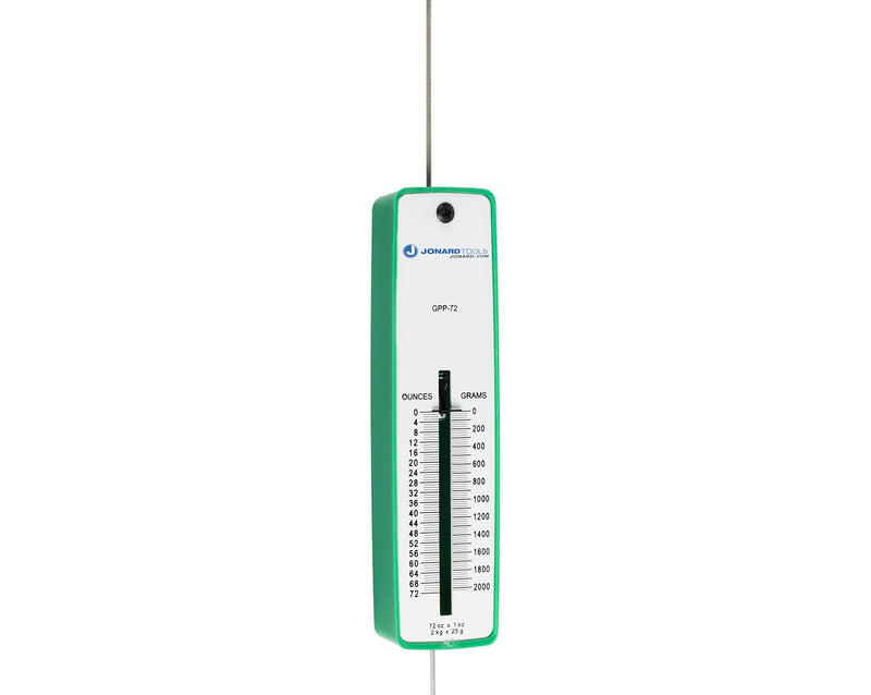 Jonard GPP-72 Polystyrene Push Pull Precision Force Gauge, 0-72oz, 0-2025 Graduation, +/- 1 Accuracy