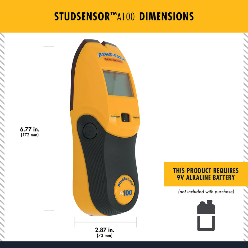 Zircon StudSensor A100 Wall Scanner and Center/Edge Locating Stud Finder with WireWarning Detection Edge Finding - NewNest Australia
