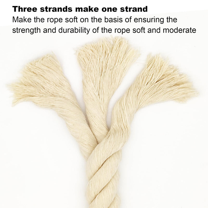 Cotton Rope, Black Cotton Cord, 3 Strand Twisted Macrame Cord (Beige, 6mm x 16 Feet) Beige